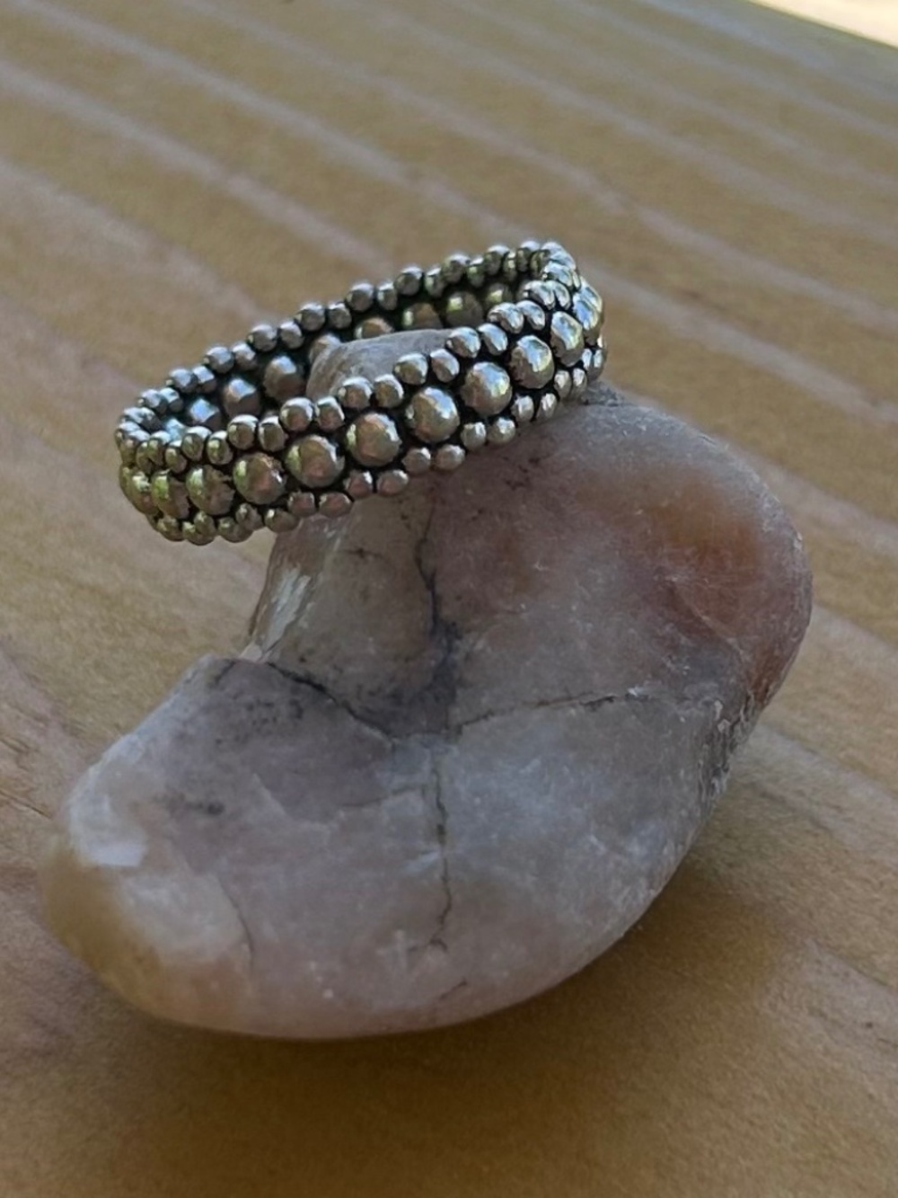 size 5 pinky ring 925 silver beads stack
